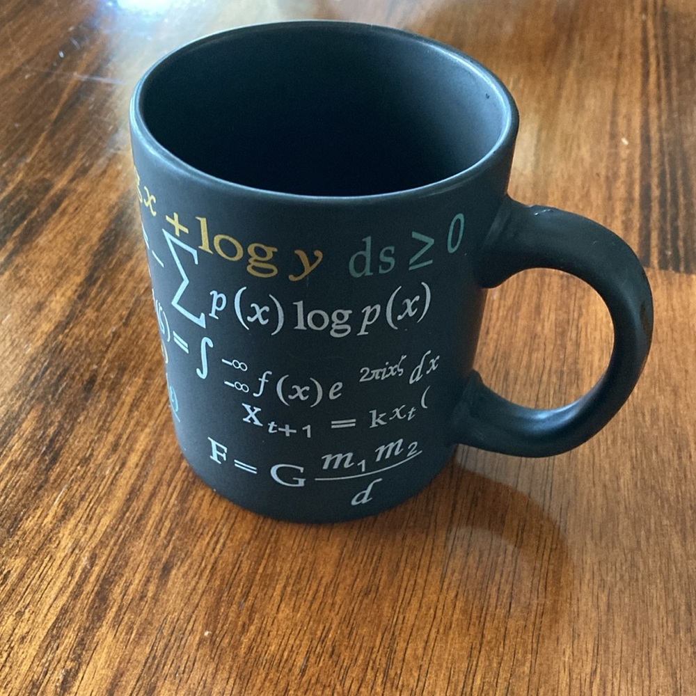 Black Science Mug Equations Math Algebra Calculus Teacher Cup Symbols EUC